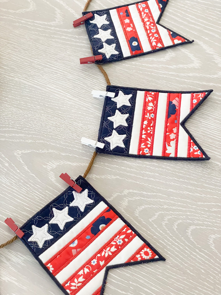 Liberty Flag Banner- Sewing and Machine Embroidery (Downloadable Pattern)