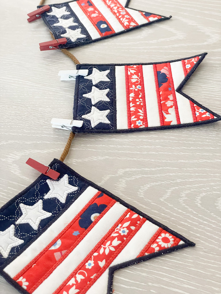 Liberty Flag Banner- Sewing and Machine Embroidery (Downloadable Pattern)