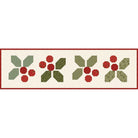 Patterned border with green and red shapes on a white background