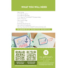 Instructions for creating a fabric tag with an anchor design and text, featuring a QR code and branding information.