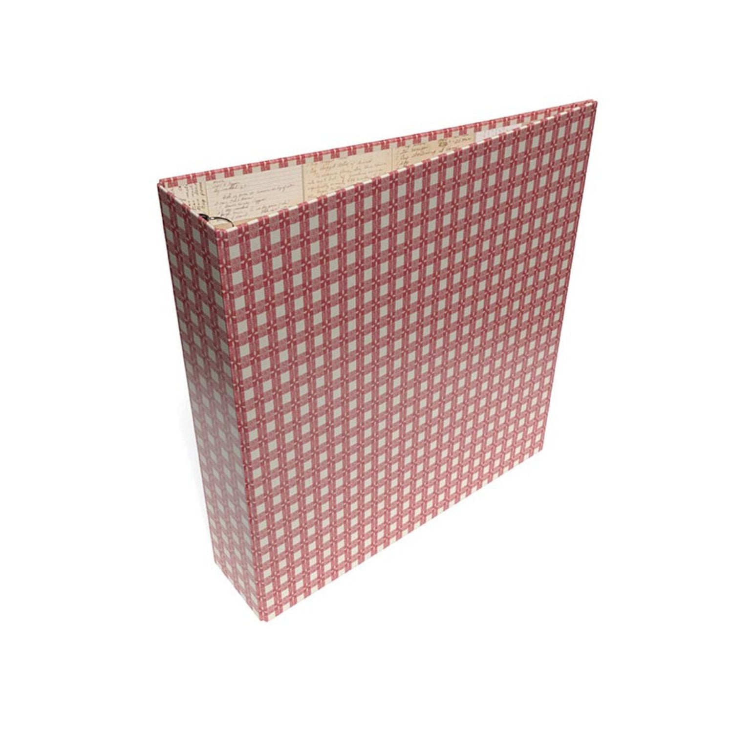 Red and white checkered file folder on a white background