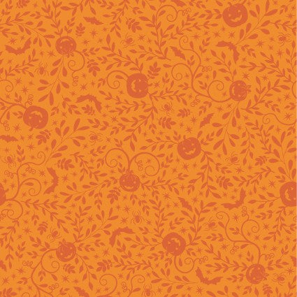 Pumpkins and Potions Pumpkin Vines Orange Fabric 