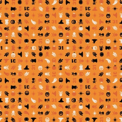 Pumpkins and Potions Halloween charms orange fabric 