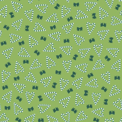 Kimberbell - A Quilty Little Christmas, Candy Cane Hearts Green (3 Yard Cut)