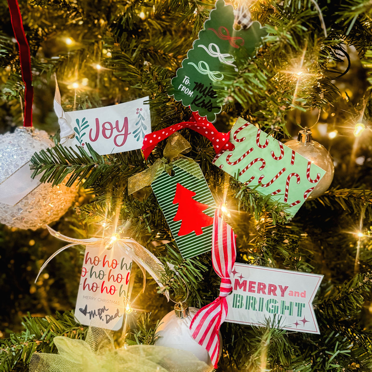 Decorative Christmas tree with colorful ornaments and lights