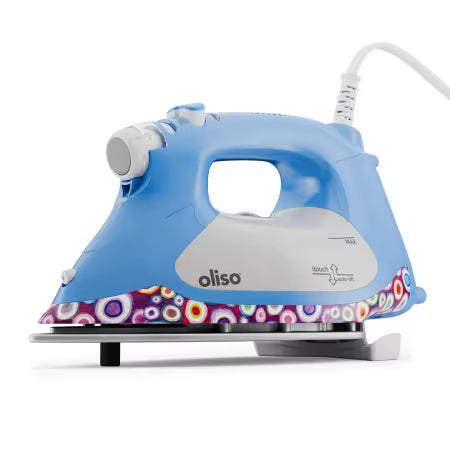 Blue iron with floral design on a white background