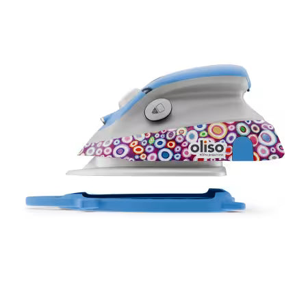 Hair straightener with colorful patterned cover on a white background