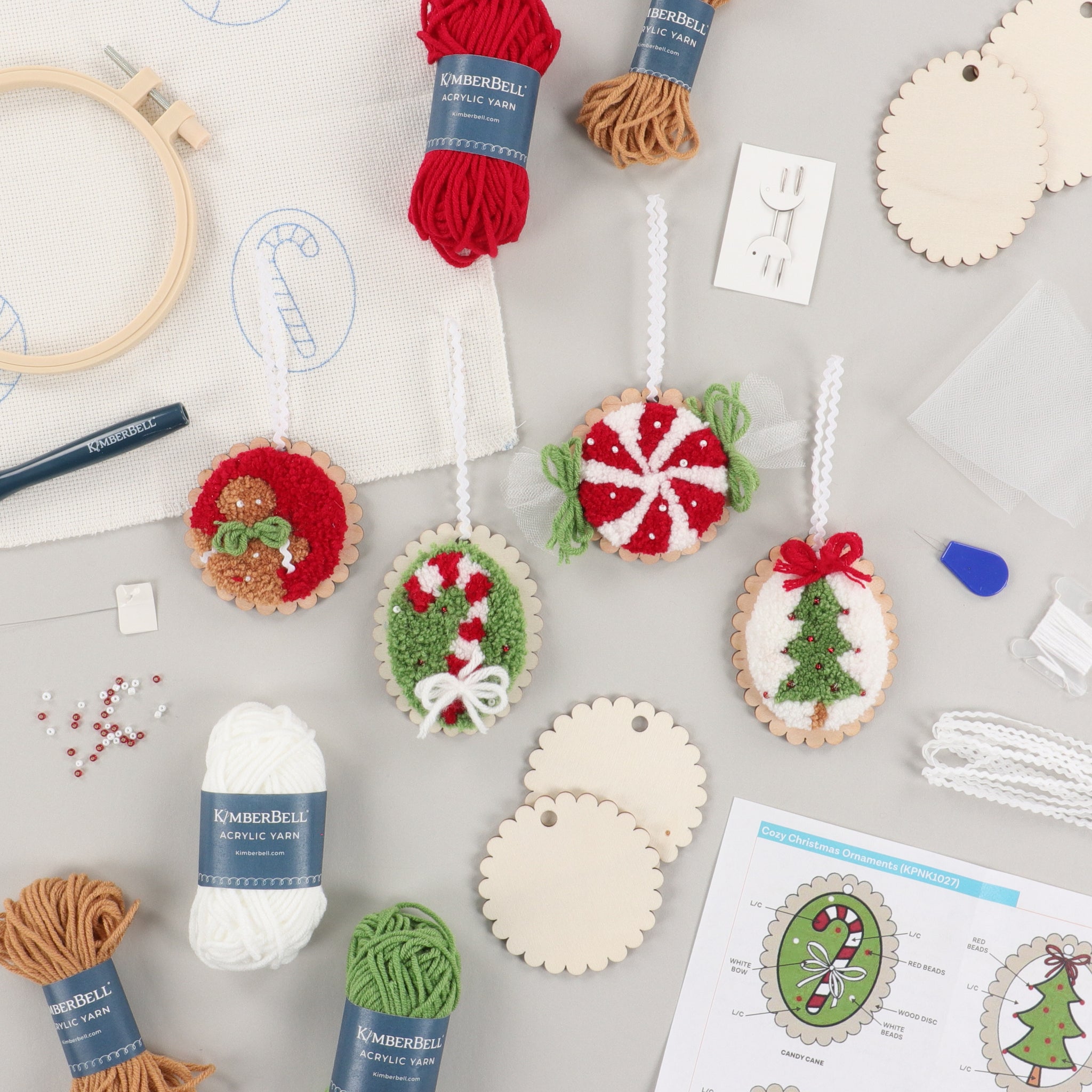 Kit Punch Needle Broderie Noël Chien - Pour Débutants Adultes Enfants, Complet Avec Cercle, Tissu, Fils Et Instructions