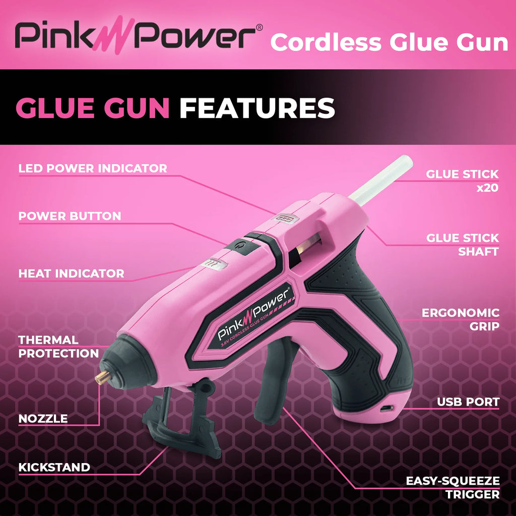 Pink Power Cordless Glue Gun-Pink box