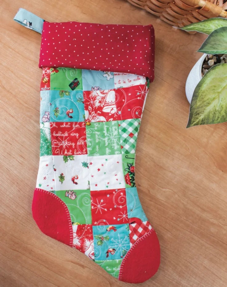 Patchwork Christmas Stocking-Jingle Bells