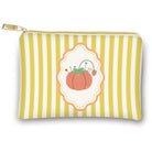 Striped pouch with a pumpkin design on a white background