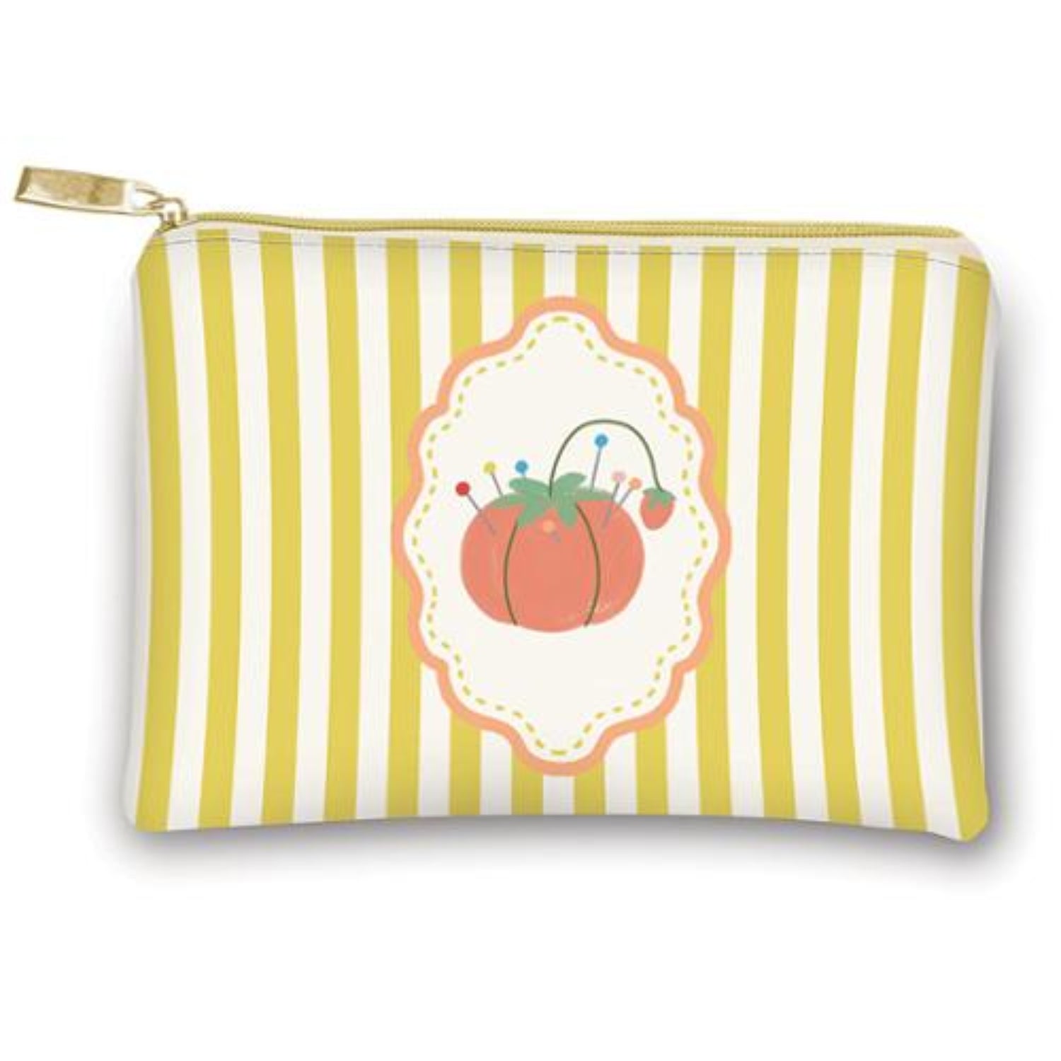 Striped pouch with a pumpkin design on a white background