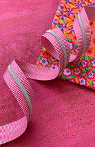 Zipper Tape- Pink Stripe with Nickel