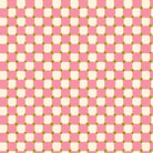 Checkered pattern with pink and beige squares and yellow dots on a white background
