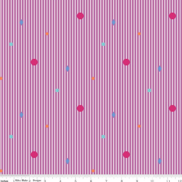 Riley Blake - Colour Wall Stripe, Violet (1 Yard Cut)