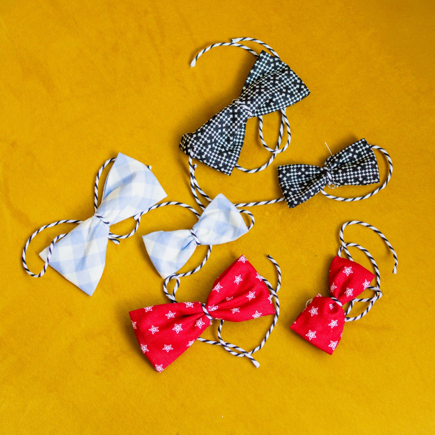 Bow ties on a yellow background