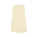 Yellow and white checkered towel on a white background