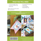 Pattern book cover with fabric flags and materials needed for a craft project.