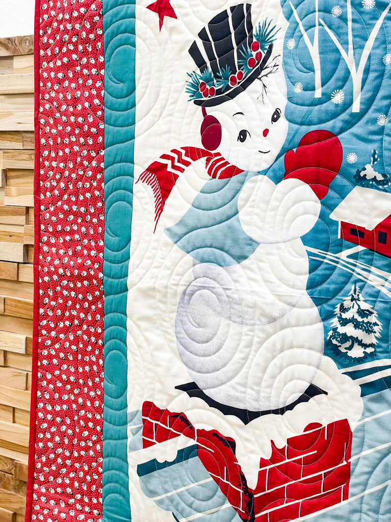 Winter in Snowtown Panel Quilt 36" x 56"