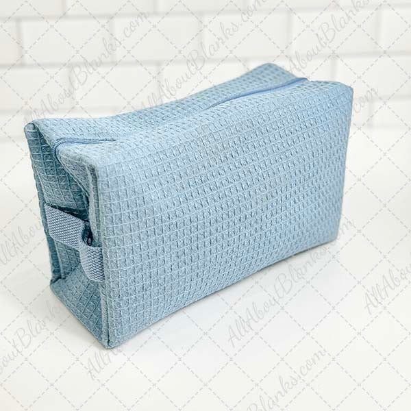 Waffle Weave Cosmetic Bag -Blue