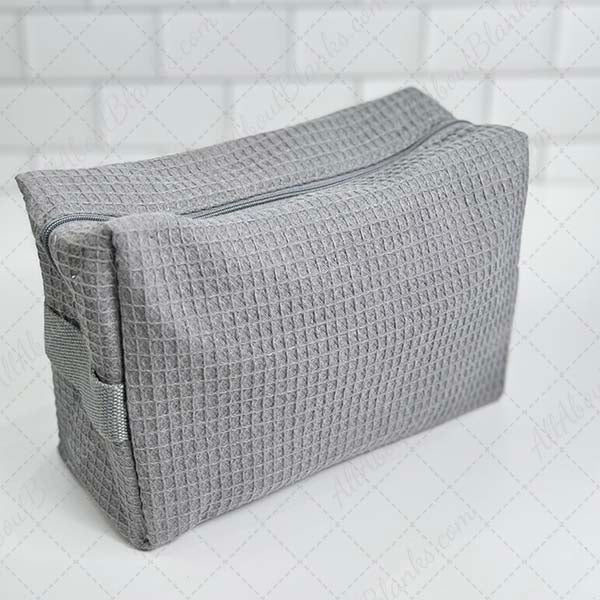 Waffle Weave Cosmetic Bag -Grey