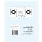 Back cover of a Weaver Street Quilt pattern booklet by Jen Betnap Design, showing fabric requirements, a quilt pattern diagram, barcode, and publisher details on a pale blue background.