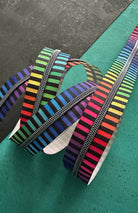 Zipper Tape- Wide Rainbow Stripe with Nickel