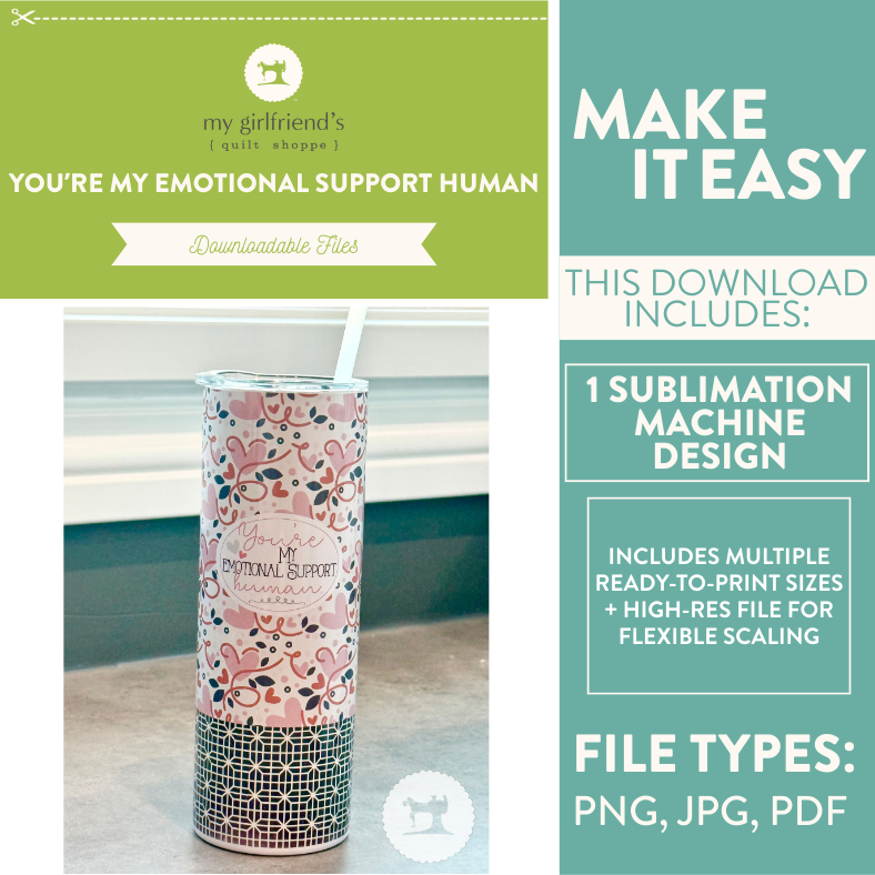Promotional graphic for a sublimation design download with a tumbler and text overlay.