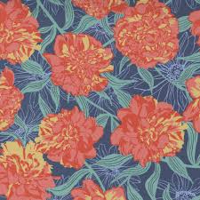 Garden Society Peony Blooms-Dark Blue(1yd)