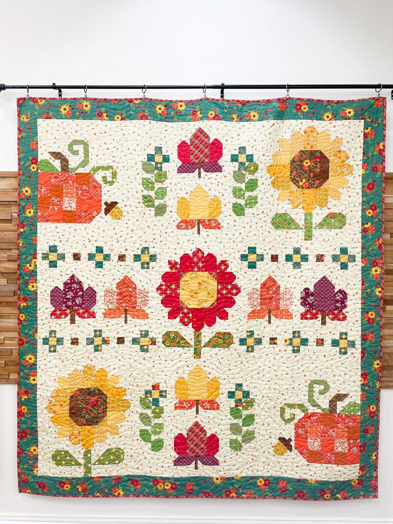 Autumn Afternoon Sampler Quilt 72 3/4" x 79 3/4"