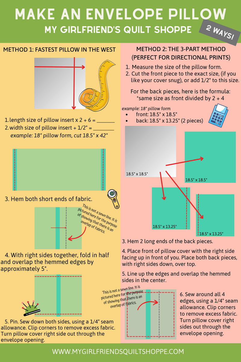 How to Make an Envelope Pillow Technique Sheet (Downloadable Pattern