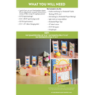 Product packaging with quilt-making supplies and a table setup.