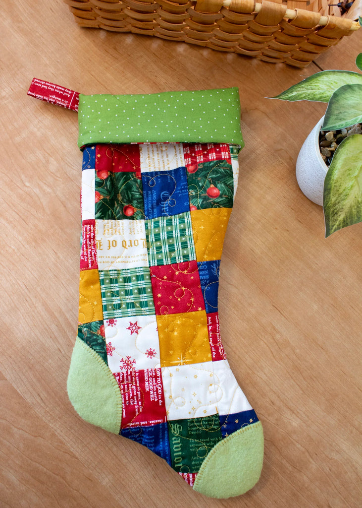 Patchwork Christmas Stockings-Christmas Wishes 