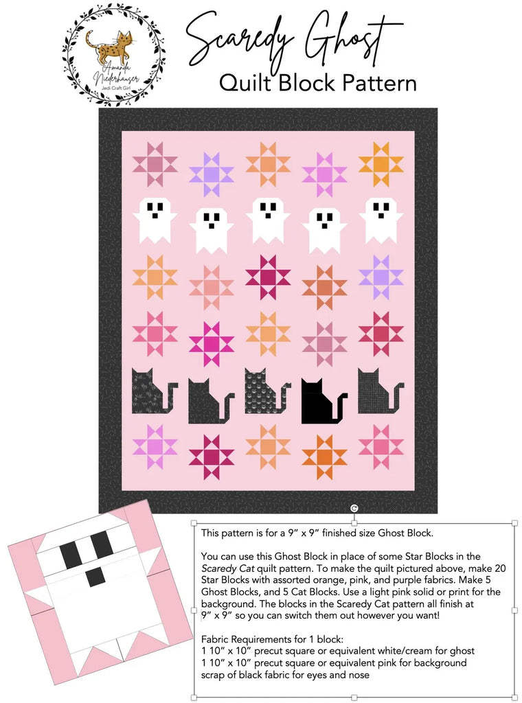 Scaredy Cat Quilt Pattern  + Scardey Ghost