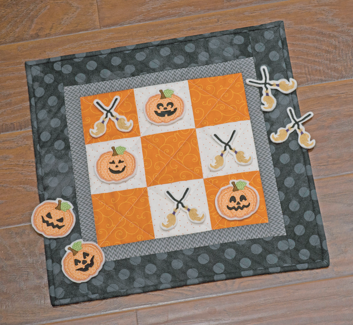 Halloween Tic-Tac-Toe Machine Embroidery Design (Downloadable