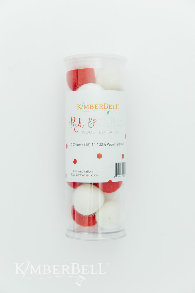 Kimberbell Wool Felt Balls, Red and White