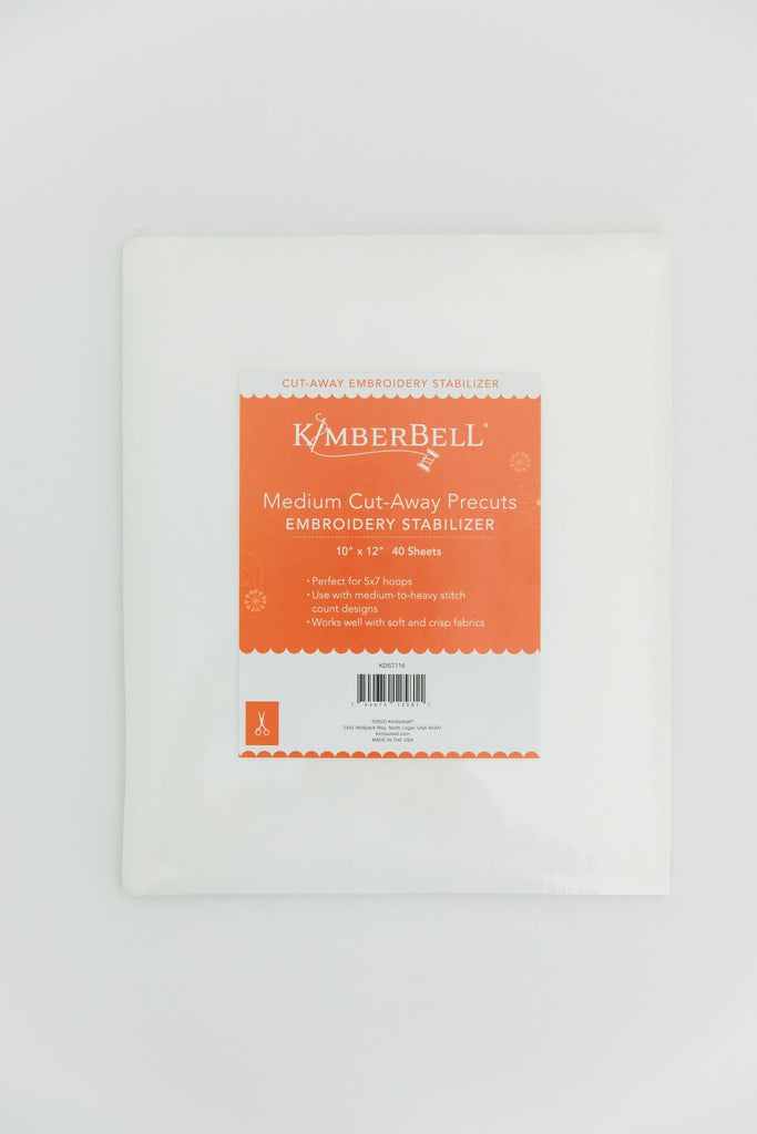 Kimberbell Medium Cut-Away Precuts Embroidery Stabilizer 10" x 12" 40 sheets