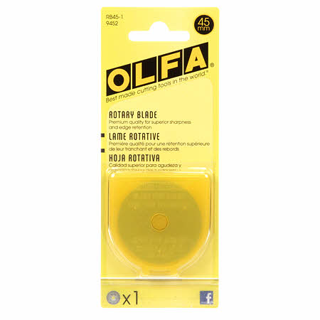 Olfa replacement blade for 45mm rotary cutter.